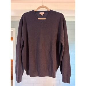 Oliver Perry Cashmere Sweater Mens Large Navy Blue V-Neck Knit Pullover